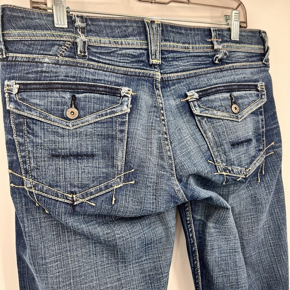 Yanuk Womens Jeans 31 Dreamer Stitch Flare Designer Stitching Medium Wash - Picture 12 of 14